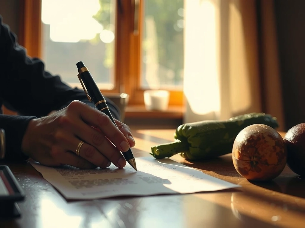 Ręka podpisująca dokument na biurku